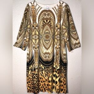 CHICO 1 Size Small Streachable,Leopard Print,3/4 Sleeve,18”Pit2 Pit 38”L.31”Wst.